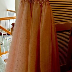 Camille La Vie Strapless Glittering Pink Gown